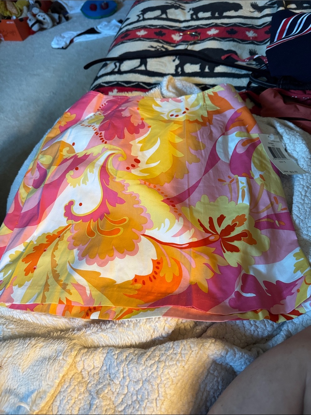 XOXO Pink, Yellow & Orange Floral Mini Skirt